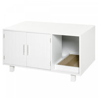 Pawhut Wooden Cat Washroom Pet Litter Box Enclosure Kitten House Nightstand End Table With Scratcher