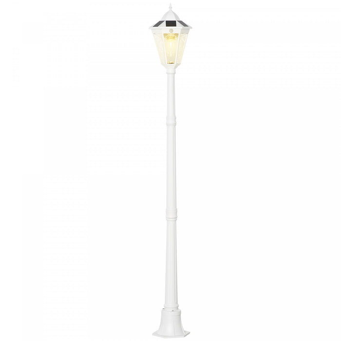Outsunny 77\" Solar Lamp Post Light, Aluminum Outdoor Street Lamp, White