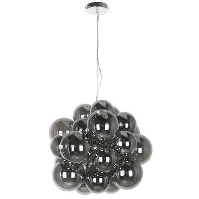 Dainolite Comet 6 Light Chandelier Polished Chrome Finish Smoked Glass Lamp|Lustre Comet de Dainolite en verre fumé, avec fini chromé poli et 6 ampoules