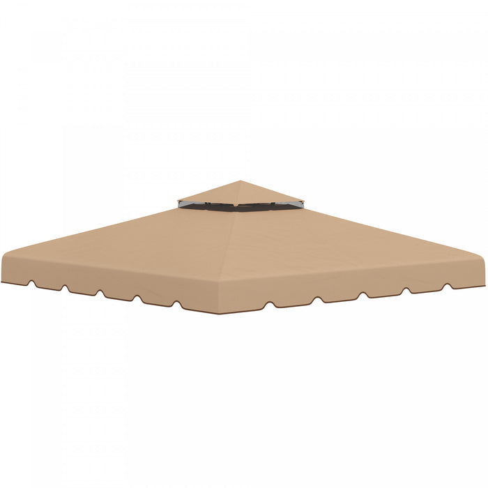 Outsunny 9.8'x9.8' Double Roof Gazebo Replacement Canopy Top Cover, Khaki
