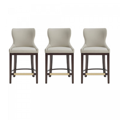 Blair Modern Wood Upholstered Counter Stool in Stone - Set of 3 Bar Stool | Tabouret de comptoir Blair moderne en bois avec revetement en tissu couleur pierre - Lot de 3