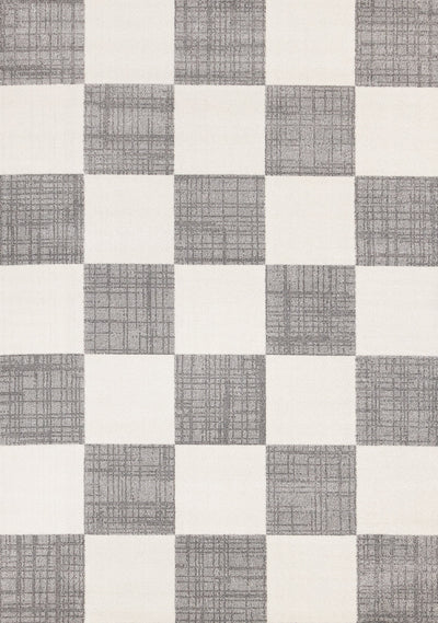 Covington Grey White Checkered Pattern Rug, 6'7" x 9'10" Indoor Area Rug | Tapis Covington a Carreaux Gris et Blanc, 6'7" x 9'10"