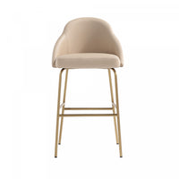 Gracie Modern Metal Upholstered Barstool in Tan and Gold Armoire 