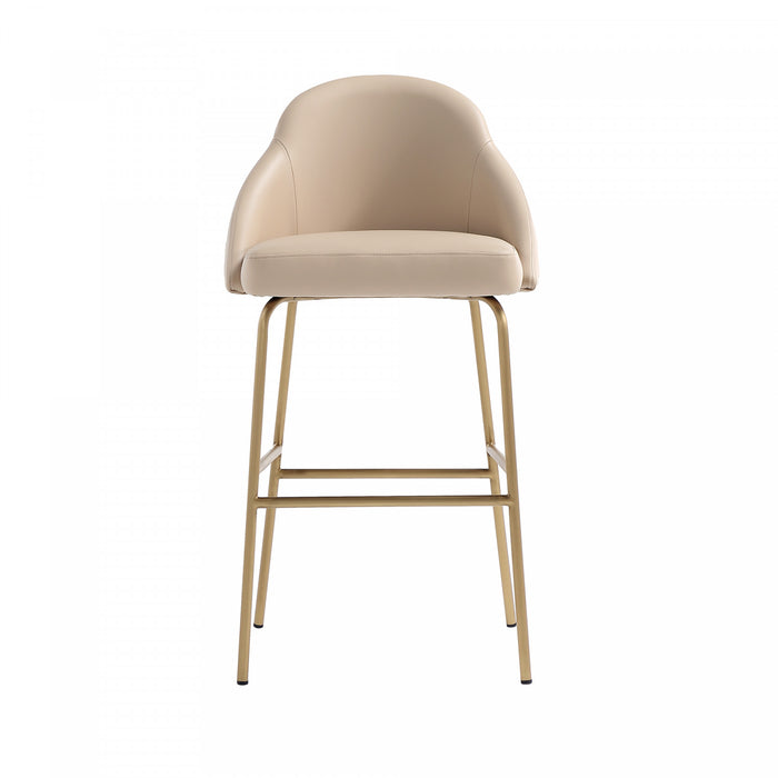 Gracie Modern Metal Upholstered Barstool in Tan and Gold Armoire