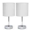 Simple Designs Chrome Mini Basic 2-Piece Table Lamp Set - White