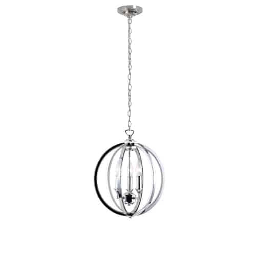 Dainolite Karland 3 Light Chandelier Crystal Studded Banding Polished Chrome Finish Lamp