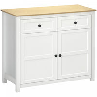 HOMCOM Sideboard Kitchen Storage Cabinet with Drawer Adjustable Shelf White