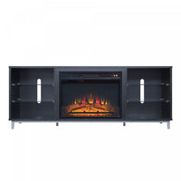 Brighton Modern 2-Piece Electric Fireplace in Black and Onyx