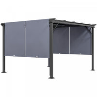 Outsunny 10' X 12' Retractable Pergola Canopy For Backyard, Garden, Grey