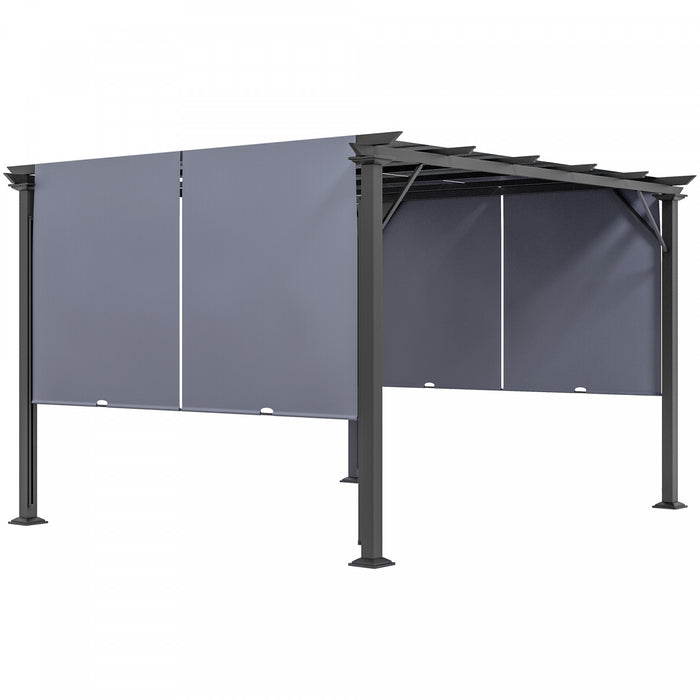 Outsunny 10' X 12' Retractable Pergola Canopy For Backyard, Garden, Grey