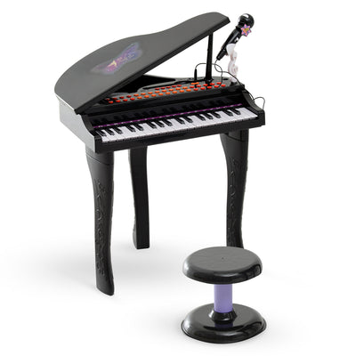 Qaba Mini Electronic Musical Piano 37 Key Keyboard Multifunction Kids Toy With Microphone Stool, Bla|Qaba Mini Piano Musical Electronique 37 Touches Clavier Multifonction Enfants Jouet Avec Microphone