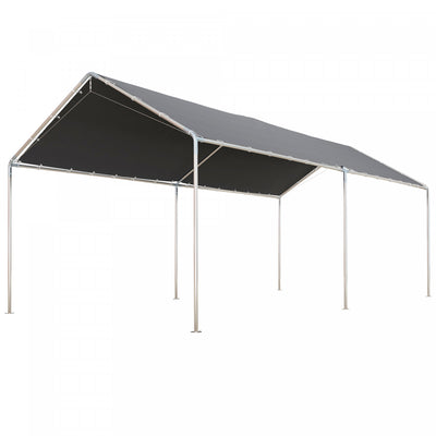 Outsunny 10'x20' Carport Heavy Duty Galvanized Car Canopy, Grey|Outsunny Auvent De Voiture Galvanise 10'x20' Avec Kit D'ancrage, Gris