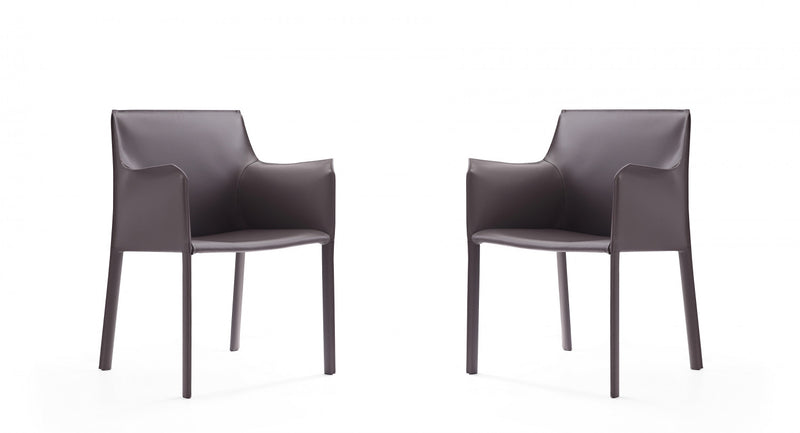 Paris Modern Vegan Leather Side Chair in Gray - Set of 2