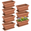 Outsunny 7 Pack 15.7\" Plant Pots, Flower Planters w/ Drainage Holes, Brown