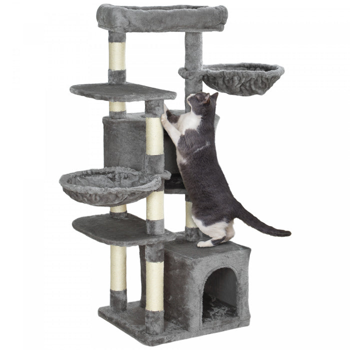 Pawhut 52.5\" Cat Tree, Cat Tower For Indoor Cats With Scratching Posts, Cat Condos, Bed, Platforms, Hammocks, Cat Activity Center, Grey