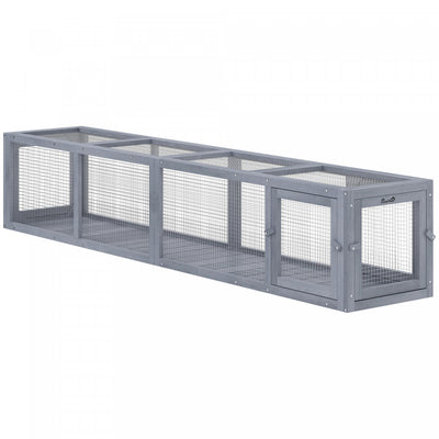 PawHut 79" Long Cat Tunnel, Cat shelter L- Shape with Extendable Design, Cat Enclosure for Indoor/Outdoor Use with Weather Protection, Removable Door, Dark Grey