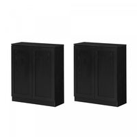 Arum Set Of 2 Sideboards With Shelves Black Oak - South Shore Buffet