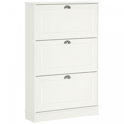HOMCOM Narrow Shoe Cabinet with 3 Flip Drawers for Entryway