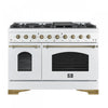 Forno Antico 48" Gas Range, White, Double Ovens, -FFSGS6219-48WHT | Cuisiniere a gaz Antico de 48",blanc, avec double four – FFSGS6219-48BLK