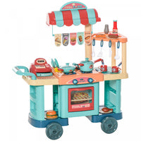 Qaba 50 Pcs Kids Fast Food Shop Cart Pretend Playset Multi-functional Kitchen Supermarket Toys Troll