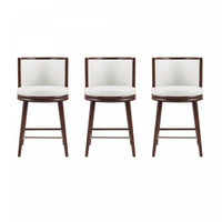 Evalyn Modern Wood Upholstered Counter Stool in White - Set of 3 