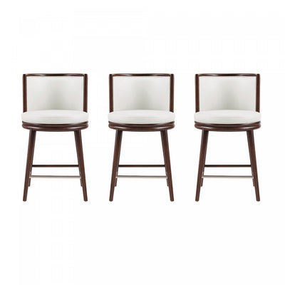 Evalyn Modern Wood Upholstered Counter Stool in White - Set of 3 | Tabouret de comptoir moderne en bois et tissu Evalyn, blanc - Lot de 3