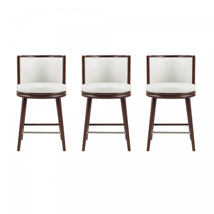 Evalyn Modern Wood Upholstered Counter Stool in White - Set of 3