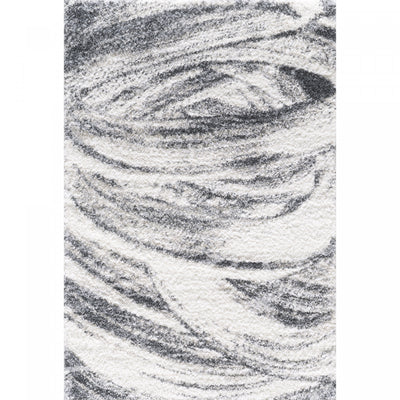 Paris Brushstrokes Cream Shag Area Rug - 6'7" x 9'6"|Carpette à poil long Paris crème à motif de coups de pinceau - 6 pi 7 po x 9 pi 6 po