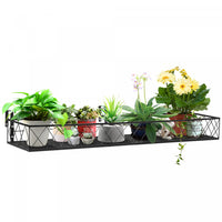 Outsunny 43'' X 12'' Hanging Flower Pot Stand Rack With Hooks, Metal Plant Pot Holder, Railing Shelf