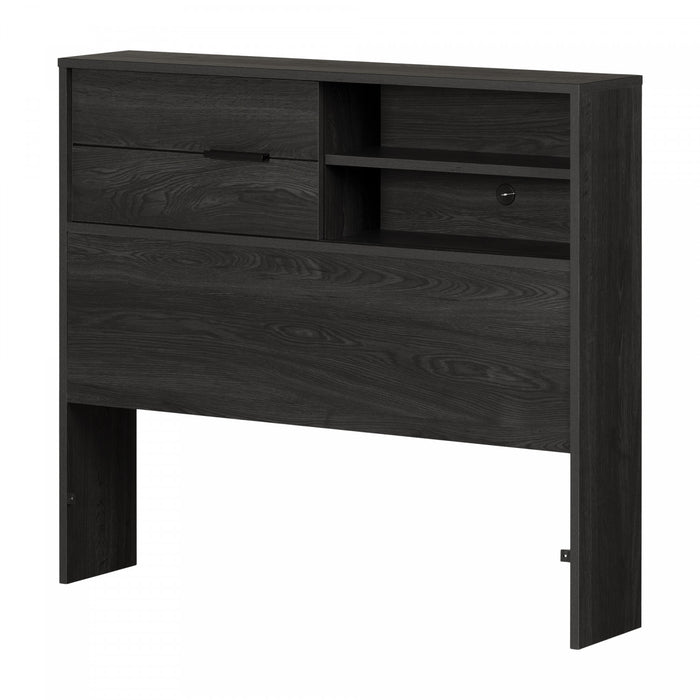 Fynn Bookcase Headboard With Storage - Gray Oak 