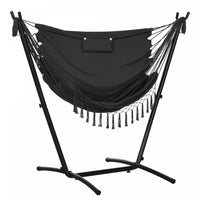 Outsunny Hammock Chair w/ Stand, Hammock Swing w/ Side Pocket, Headrest