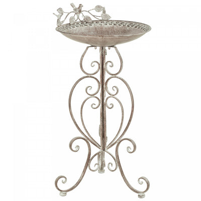 Outsunny Bird Bath with Bird Statues, Vintage Garden BirdBath, Brown