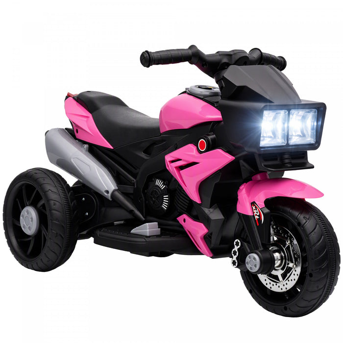 Aosom Kids Electric Motorcycle, 6V Battery Powered Chopper Motorbike with Horn, LED Headlight, Music & Forward/Reverse, Toddler Ride On Motorcycle for 37–60 Months, Pink