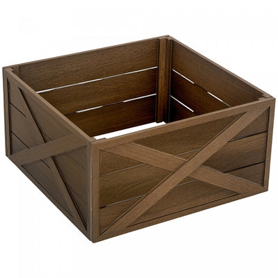 HOMCOM 28" Wooden Christmas Tree Collar Box Dark Distressed Wood Finish