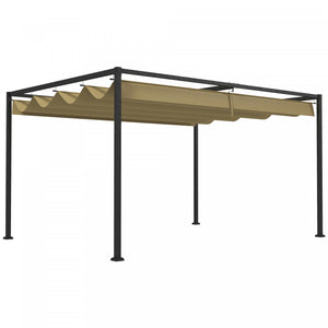 Outsunny 10' X 7' Patio Pergola With Retractable Canopy, Khaki