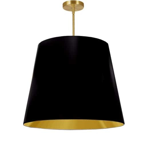 Dainolite Oversized Drum 1 Light Pendant tapered Drum Large Black/Gold Shade Lamp