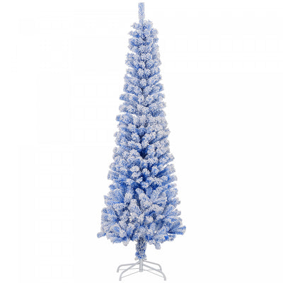 Homcom Snow Flocked Pencil Christmas Tree Slim Artificial Christmas Tree|Homcom Arbre De Noel Artificiel Fin Floque De Neige Artificielle 6pi