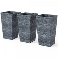 Outsunny Set of 3 Tall Planters, Indoor and Outdoor Flower Pot Set, Grey