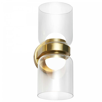 Dainolite Nadine 2 Light LED Sconce 20w Aged Brass Clear Glass Lamp|Applique murale Nadine de Dainolite en verre transparent, avec fini laiton vieilli et 2 ampoules à DEL de 20 W