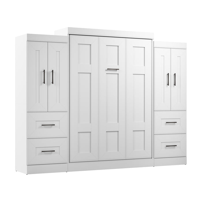 Bestar Edge Full Murphy Bed with Wardrobes (110 W) - White