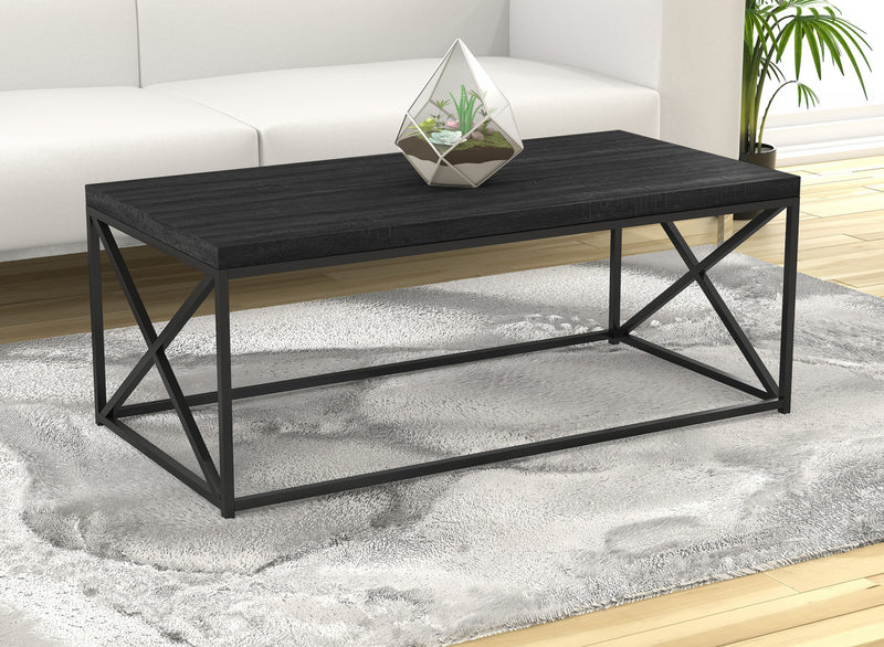 44\" Coffee Table Dark Grey Wood With Black Metal