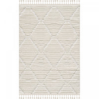 Quinto Lattice Large Cream Shag Area Rug - 6'3
