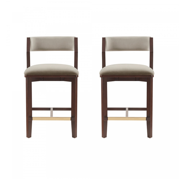 Patricia Modern Wood Upholstered Counter Stool in Linen - Set of 2