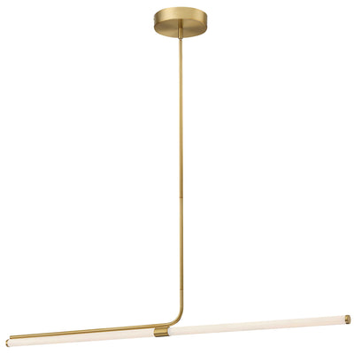 Dainolite Corvette Horizontal Pendant 24w Aged Brass Finish White Acrylic Diffuser Lamp|Luminaire suspendu horizontal Corvette de Dainolite en acrylique blanc qui diffuse la lumière, avec fini laiton vieilli et ampoule de 24 W