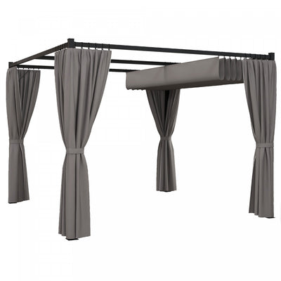Outsunny 10' X 10' Patio Pergola With Retractable Canopy, Light Grey