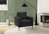 Upholstered Accent Chair, 32" Wide, Black Fabric, Black Metal Legs, Modern Accent Chair | Chaise D'Appoint Rembourre , 34"L, Tissu Noir, Pieds En Metal Noir, Moderne
