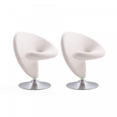 Curl Modern Wool Blend Swivel Lounge Chair in Cream - Set of 2 | Fauteuil pivotant moderne en laine melangee Curl, creme - Lot de 2