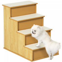Pawhut Pet Stairs Dog Steps For High Bed, 4 Levels Dog Stairs For Car, Wooden Cat Ladder With Non-sl