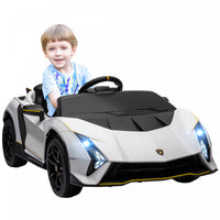 Qaba 12v Electric Car For Kids, Battery Powered Ride-On Lamborghini Autentica Licensed Kids Car With