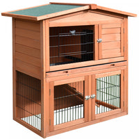 Pawhut 2 Tier Rabbit Hutch Guinea Pig Hutch Ferret Cage With Ramp Slide Out Tray For Indoor Outdoor